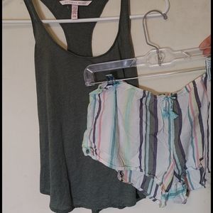 Victoria's Secret PJ short set, green w/stripes